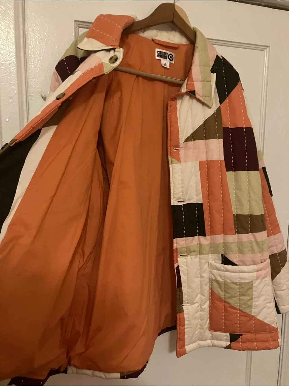 Target Quilted Patchwork Jacket in Cream, Pink, Orange, Olive & Burgundy